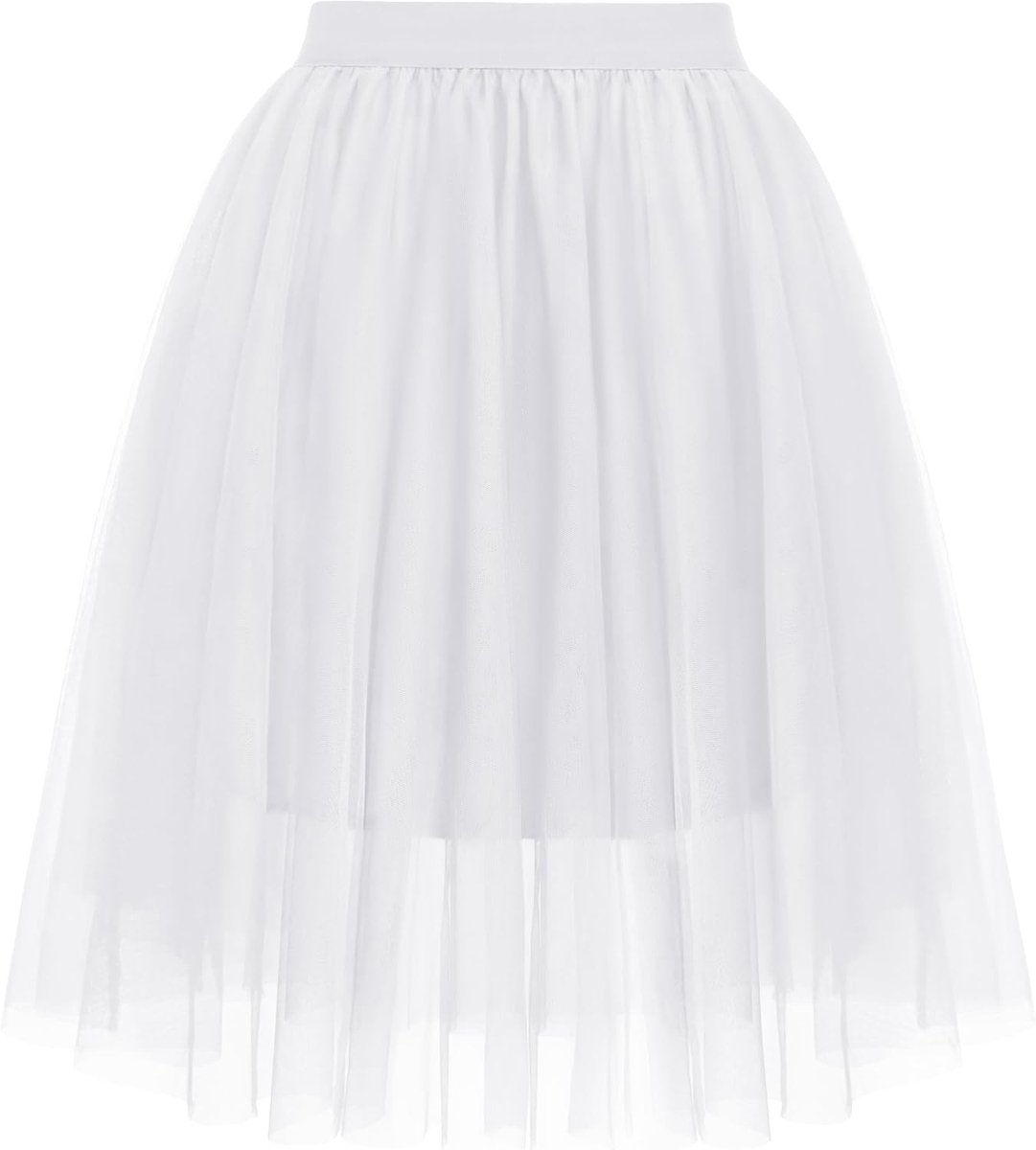 Wikoan Women's Elastic High Waist Mesh A-line Knee-Length Tulle Skirt Tutu Skirt for Daily Prom Party Wedding - ShopVlot