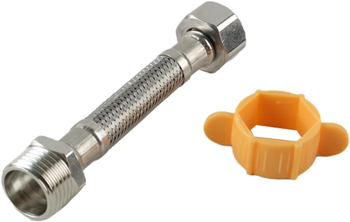 Flexibele tapslang 10CM - G1/2" vrouwelijk x G1/2" mannelijk - RVS gevlochten - Perfect voor badkamer en wastafel - ShopVlot