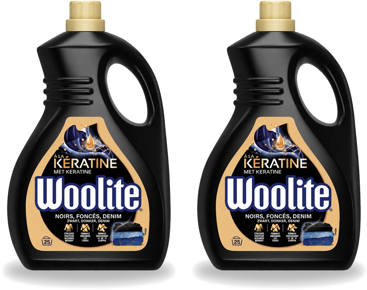 2 x Woolite Dark - Vloeibaar Wasmiddel - Met Keratine - Donkere & Denim Was - 25 Wasbeurten - 1,5L - Voordeelverpakking - 2 stuks