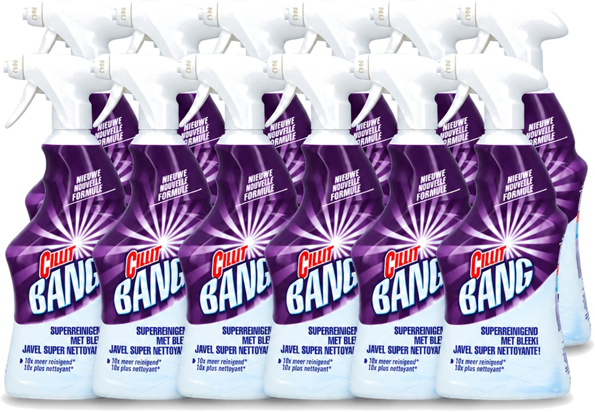 12 x Cillit Bang - Power Cleaner - Bleek & Hygiëne - Schoonmaakspray - Voor Vlekken en Aanslag - 750 ml - Voordeelverpakking - 12 stuks