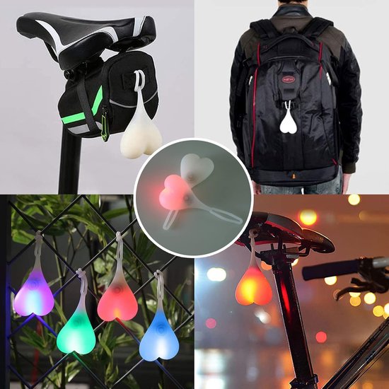 LED-achterlicht voor de fiets / Siliconen waarschuwingslampje — Creatief- waterdicht achterlicht in "eivorm" — Onmisbare uitrusting voor ritten in het donker (Gekleurd licht) — afbeelding 2