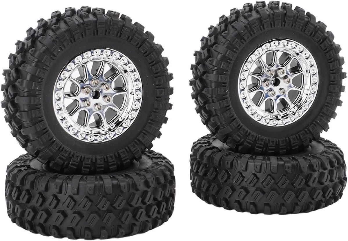 RC Auto Banden voor Off-road Gebruik - Rubberen Banden met Verbeterde Grip voor MN82 LC79 Trucks en Crawlers - Set van 4 Stuks