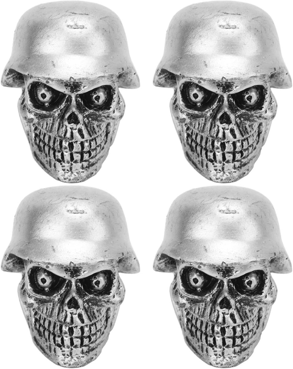 Skull Ventieldoppen Set van 4, Rubber Ring voor Auto's en Fietsen, Universele Ventieldoppen voor Banden en Velgen