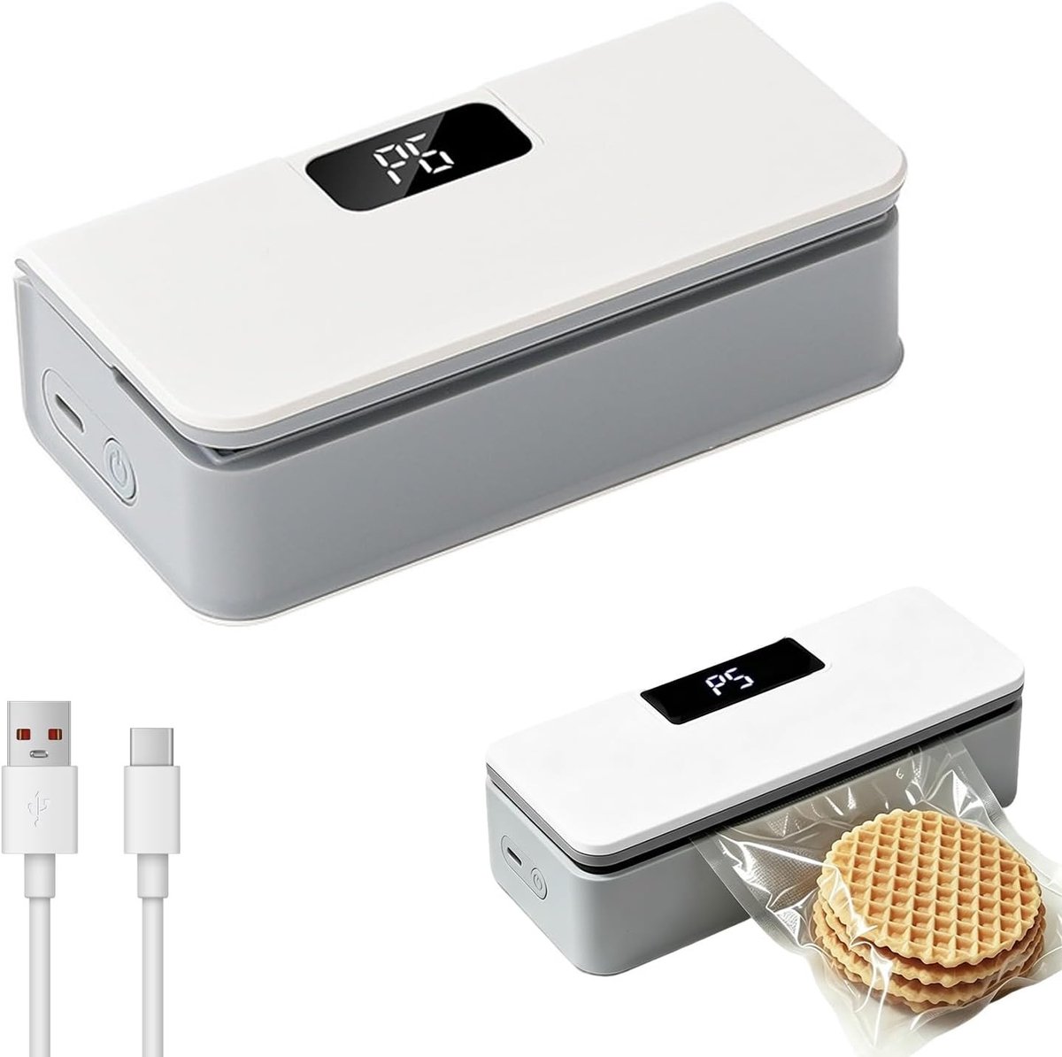Mini Foil Lijm- en Sealmachine met LED Display, Snijfunctie en Magnetische Bevestiging voor Verpakkingen
