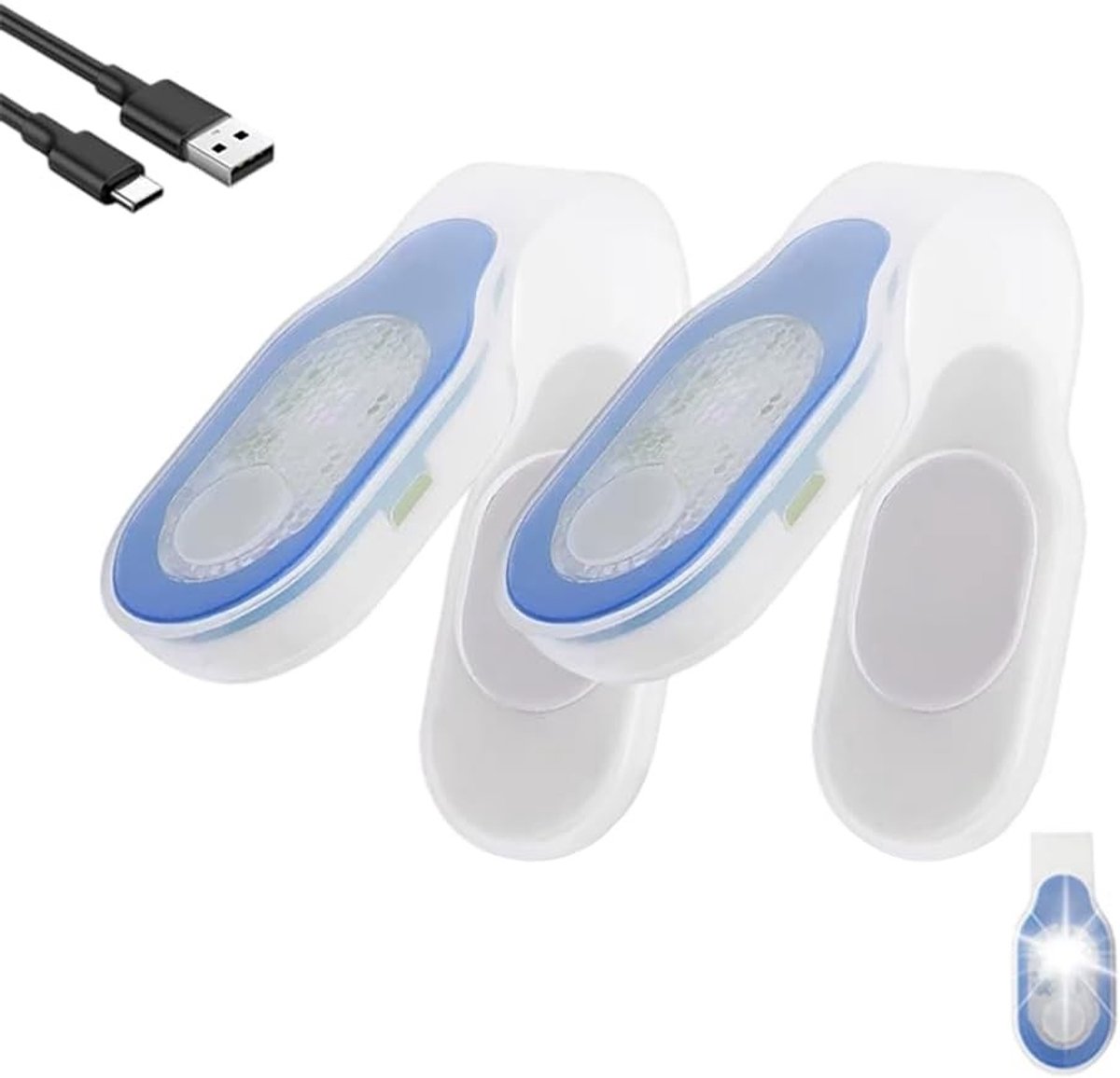 Nachtlampje met Clip voor Verpleegkundigen - Oplaadbare LED Lamp met 3 Modi voor Buitenactiviteiten, Hardlopen en Kamperen (Blauw)