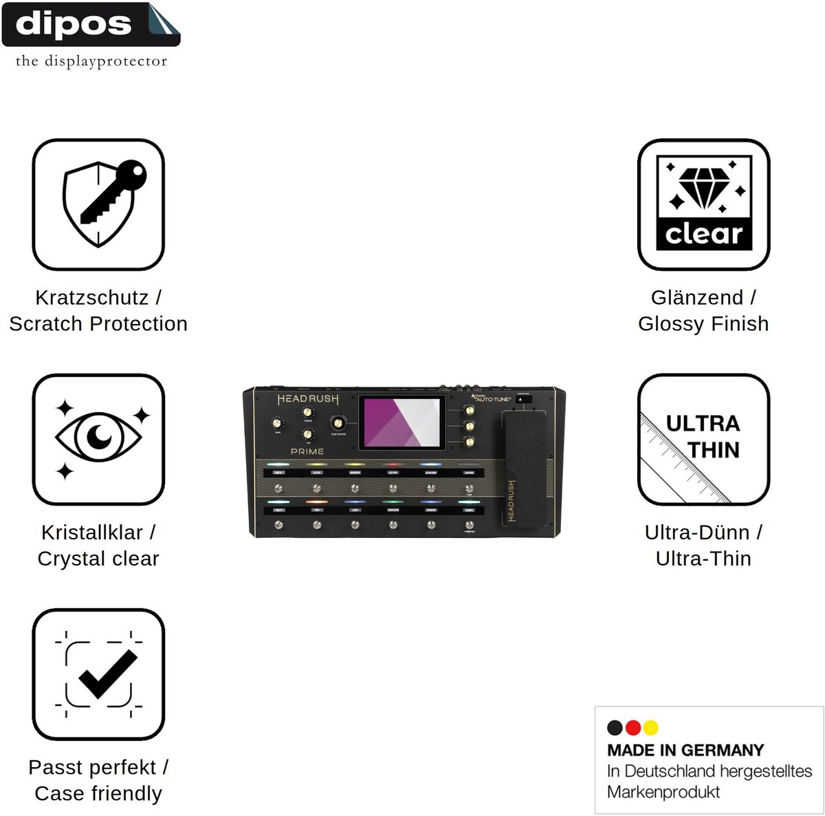 dipos – 4x Beschermfolie geschikt voor Headrush Prime | Krasbestendige & heldere Screenprotector Ultra-Thin