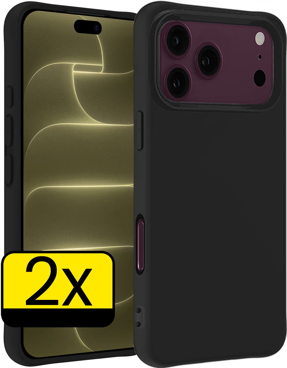 Hoesje - 2 Stuks - Geschikt voor Apple iPhone 18 Pro Max - Sterk & Shockproof - Case Siliconen - Back Cover - Telefoon Hoes - Telefoonhoesjes - Zwart