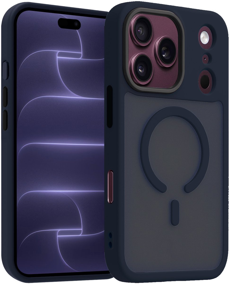 Hoesje - Geschikt voor Apple iPhone 18 Pro - Magsafe Compatible - Sterk & Shockproof - Back Cover - Telefoon Hoes Shockproof - Shock Proof Case - Telefoonhoes - Donkerblauw