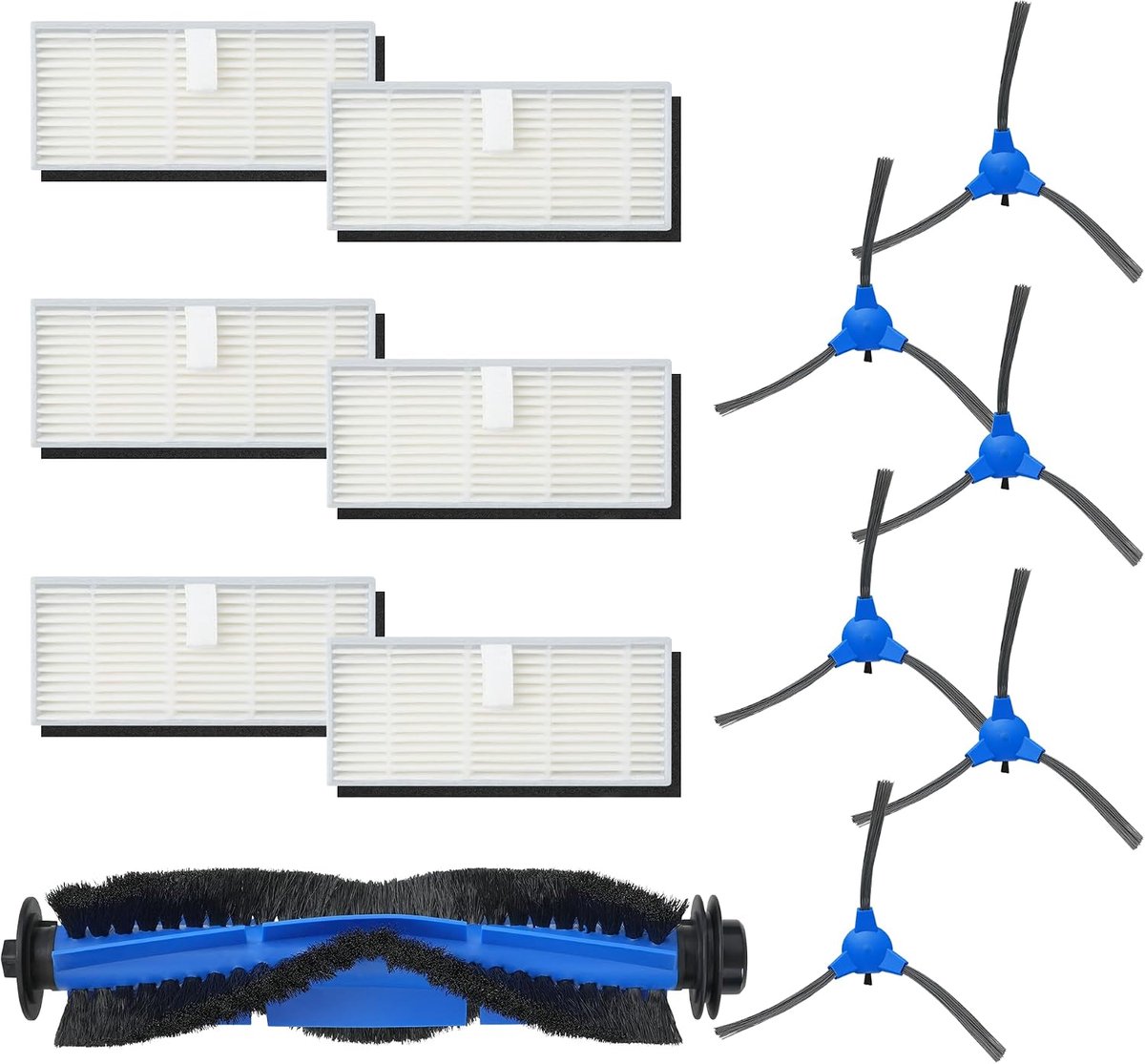 Vervangonderdelen robotstofzuiger - 13-delig set - 6 zijborstels, 6 filters, 1 rolborstel - optimale reiniging - ShopVlot