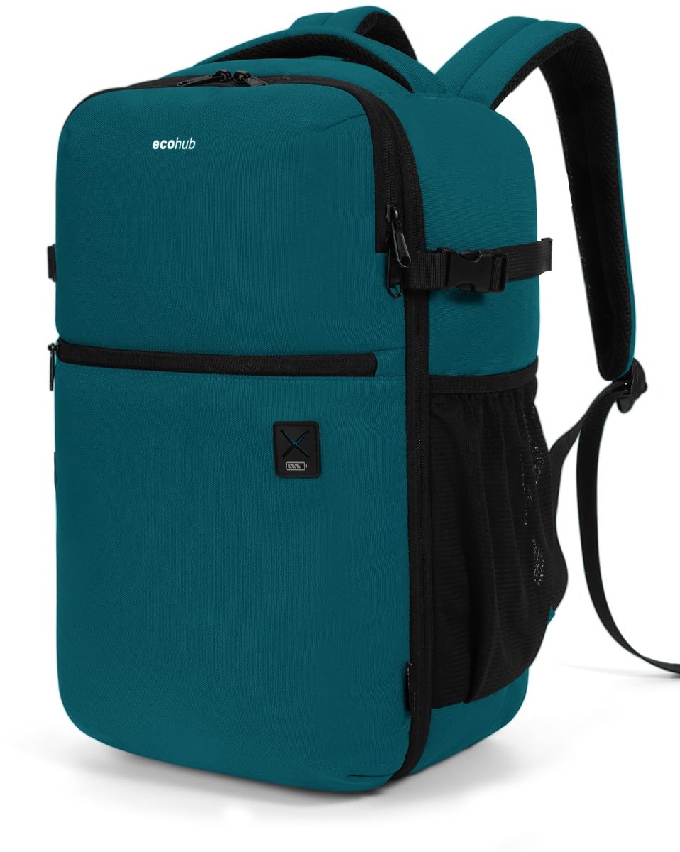 ECOHUB Reisrugzak Ryanair Easyjet Handbagage, Gerecyclede Carry on Rugzak, Laptop Travel Backpack met Antidiefstalvak - ShopVlot