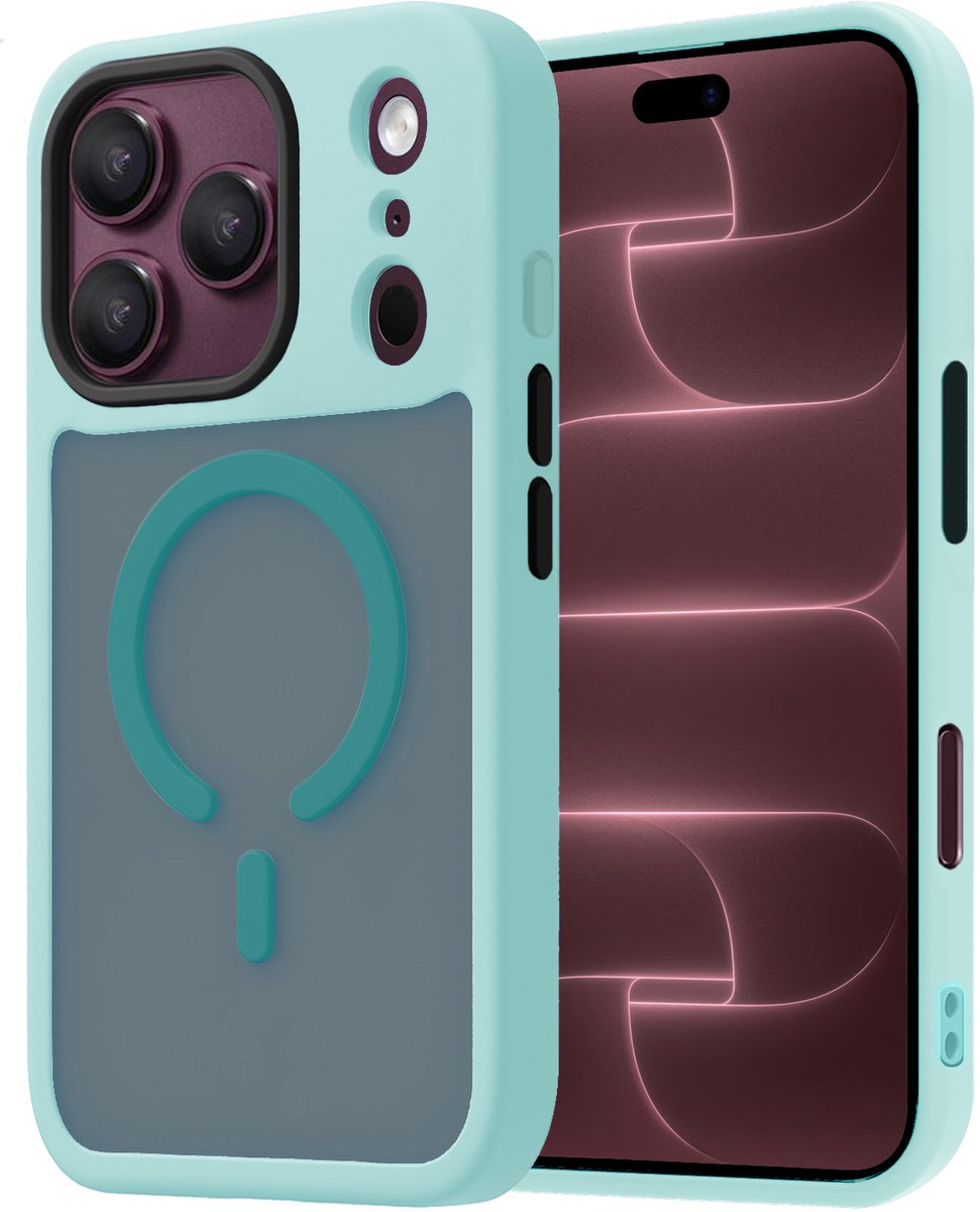 Hoesje - Geschikt voor Apple iPhone 18 Pro - Magsafe Compatible - Sterk & Shockproof - Back Cover - Shock Proof Case - Telefoon Hoes Shockproof - Lichtblauw