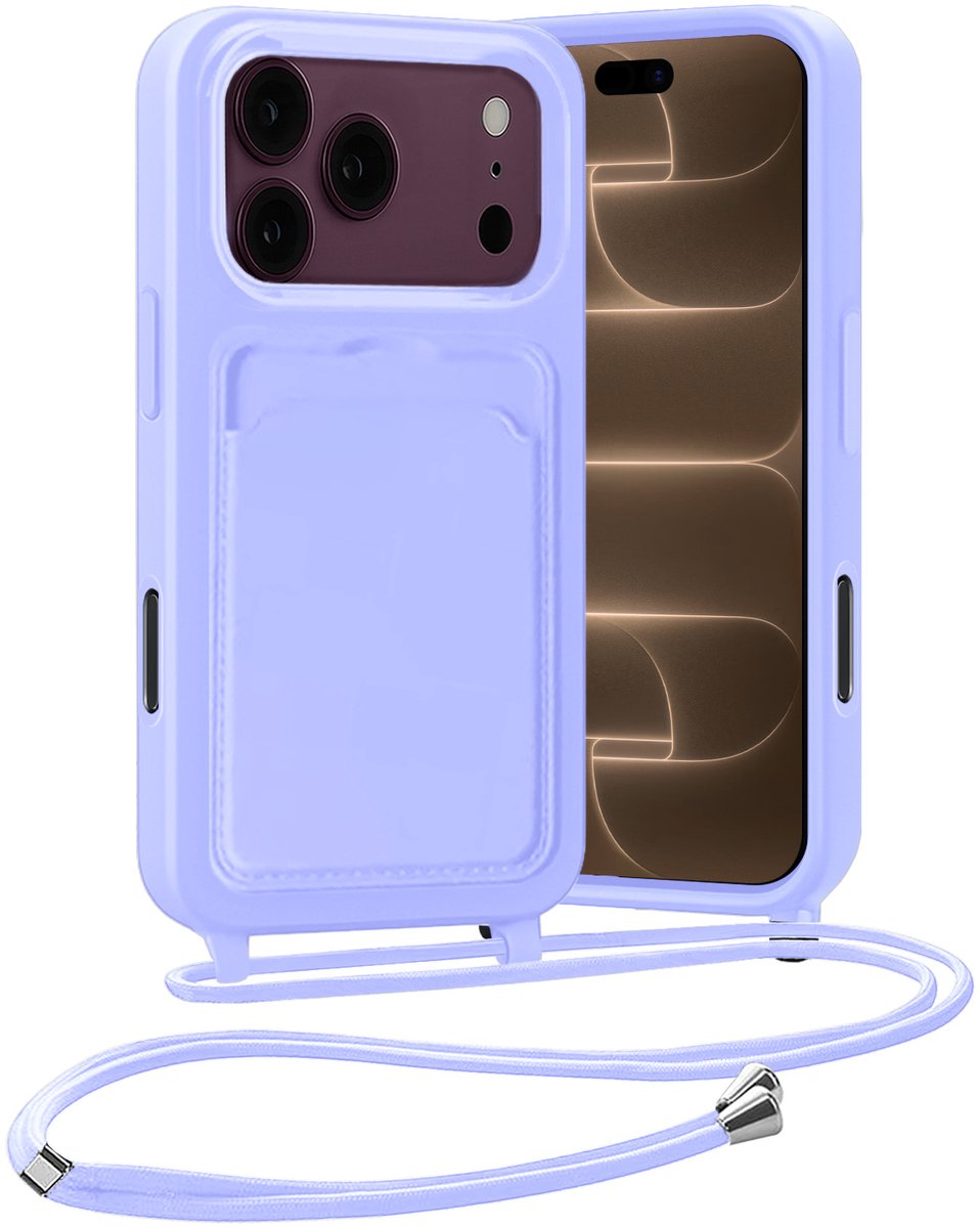 Hoesje Geschikt voor iPhone 18 Pro Max Hoes Met Telefoonketting - Backcover Geschikt voor iPhone 18 Pro Max Case Met Koord - Lila