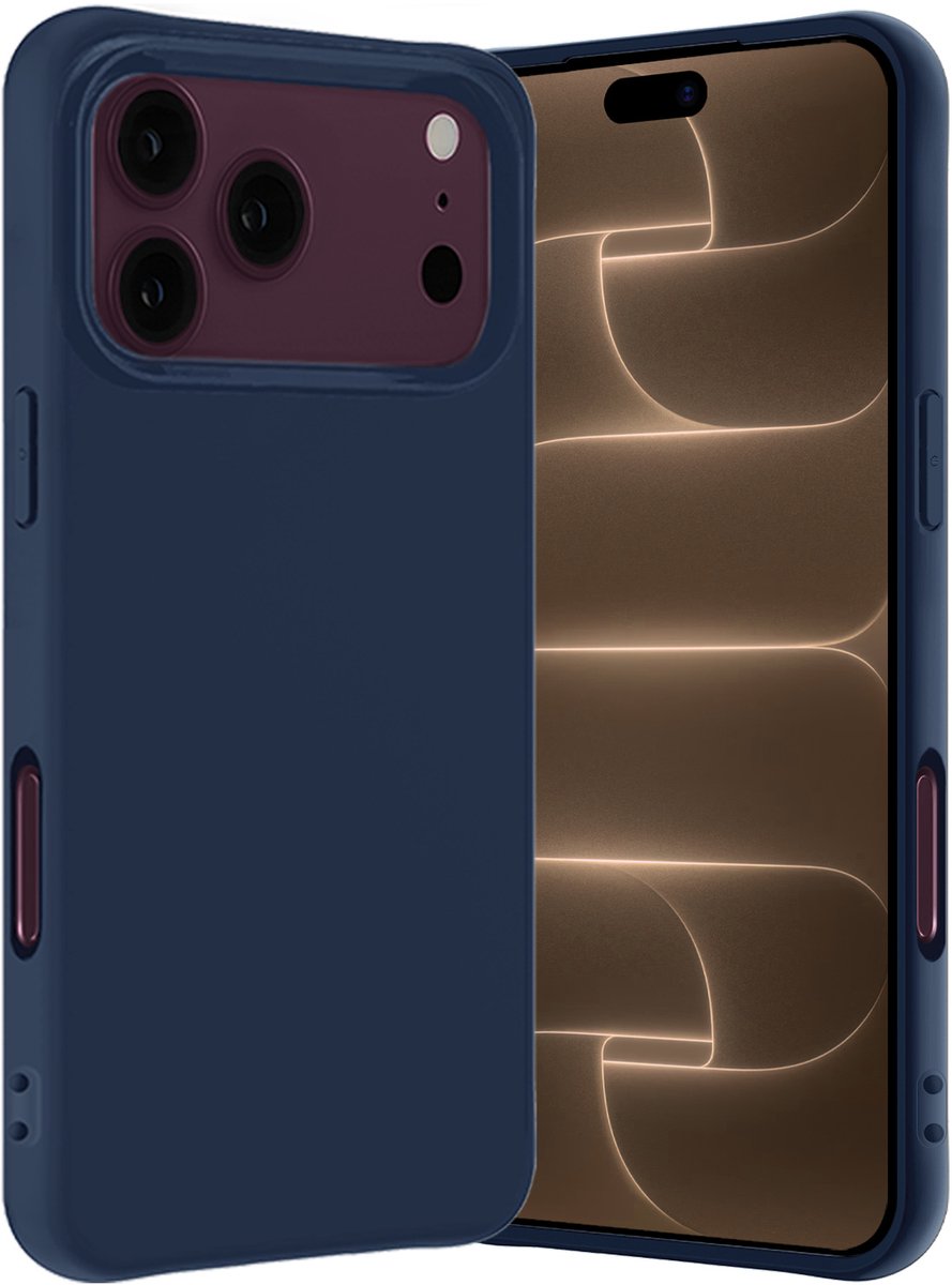 Hoes - Geschikt voor Apple iPhone 18 Pro Max - Sterk & Shockproof - Hoesje Cover - Siliconen Case - Donkerblauw