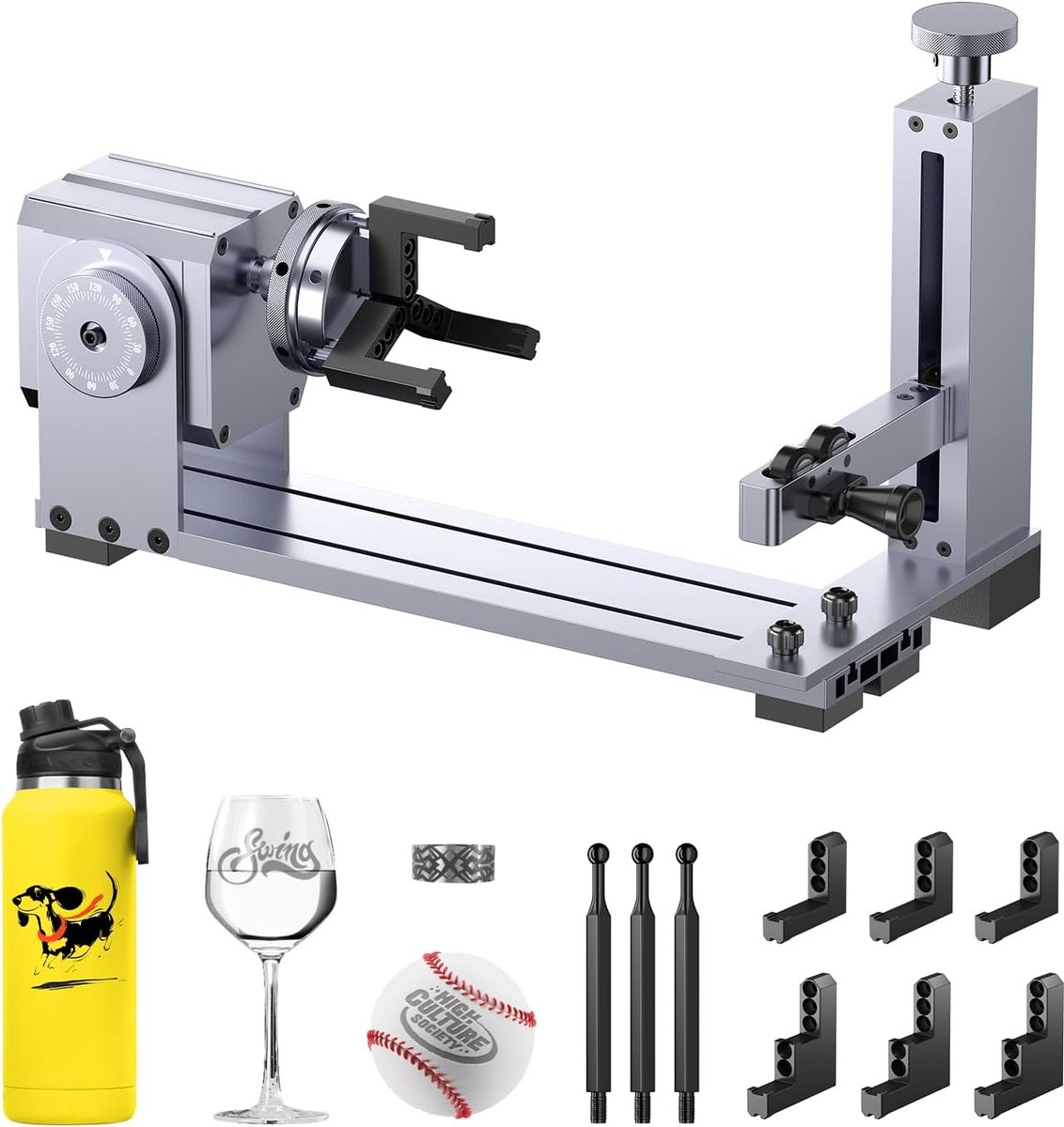 LONGER Rotatiemodule met Y-asrol voor cilindergravure, compatibel met Nano, Ray5, B1-serie, inclusief 12 steunpijlers - ShopVlot