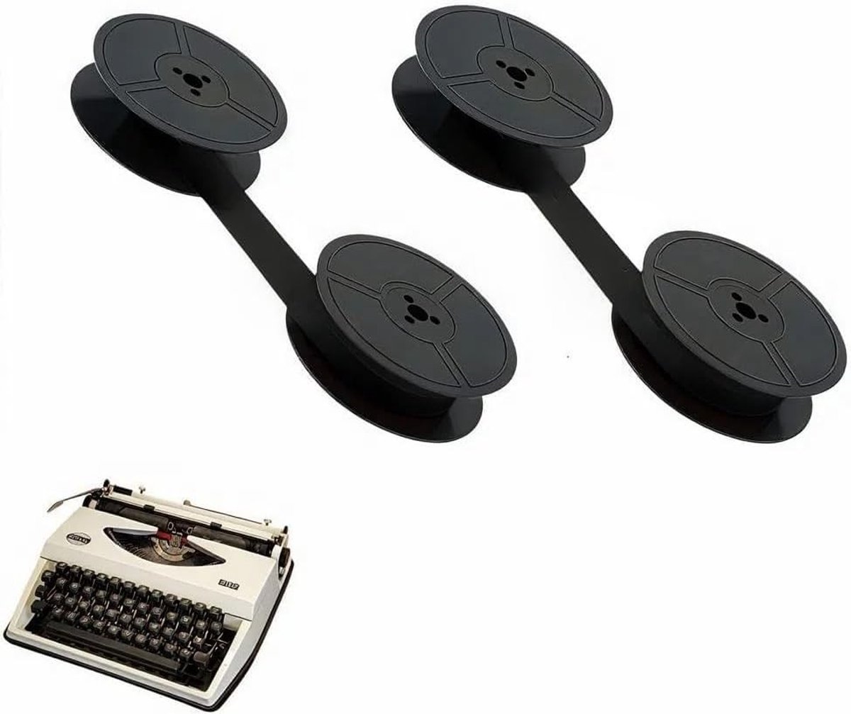 Set van 2 Vervangende Typemachine Tape Kleurband 10 m Zwart voor DIN 2103 en DIN 32755, Hoge Kwaliteit Nylon Band, Duurzame Kleurband voor Klassieke Typemachines, 12.7 mm