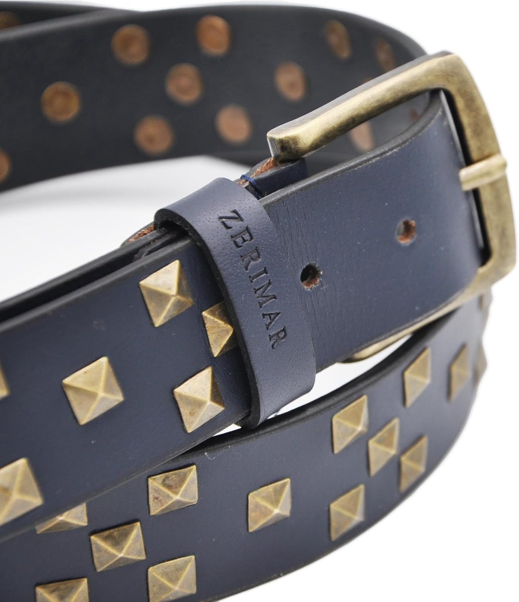 Zerimar Leren riem voor heren met klinknagels, 38 mm, echt leer, casual en elegant design, ideaal voor kleding of - ShopVlot