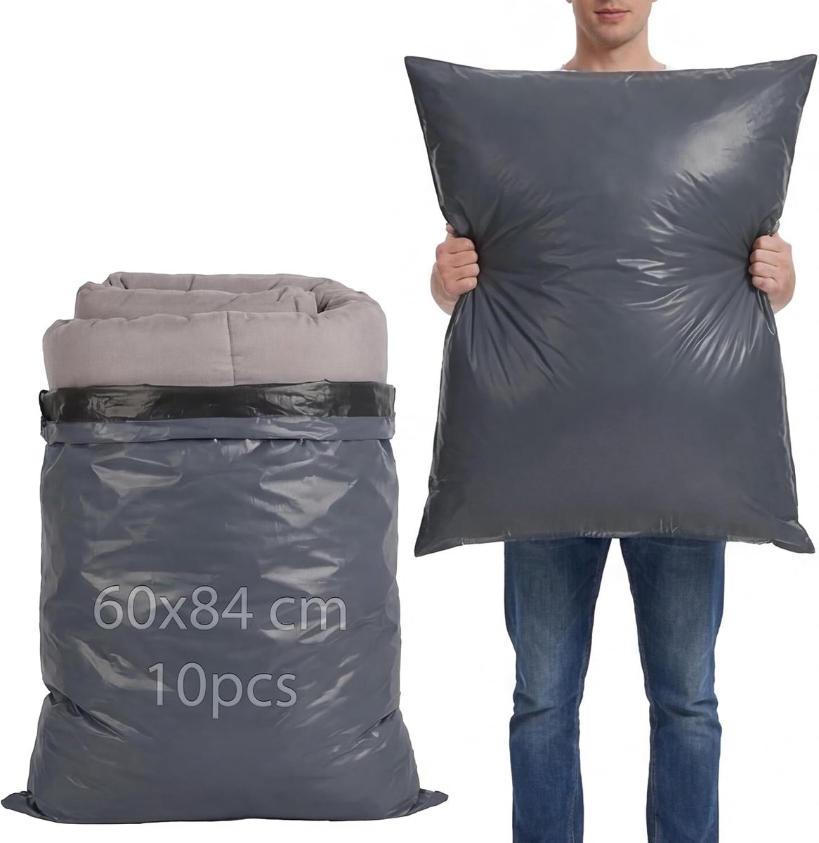 Verzendzakken, 10 stuks, 60 x 84 cm, ondoorzichtige verzendzakken, zelfklevend en ondoorzichtig, verpakkingszakken - ShopVlot