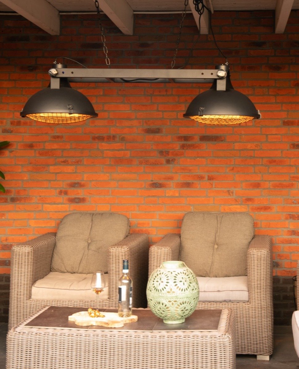 Sunred Indus II Bright 3000 W - Chauffage de terrasse suspendu - Noir