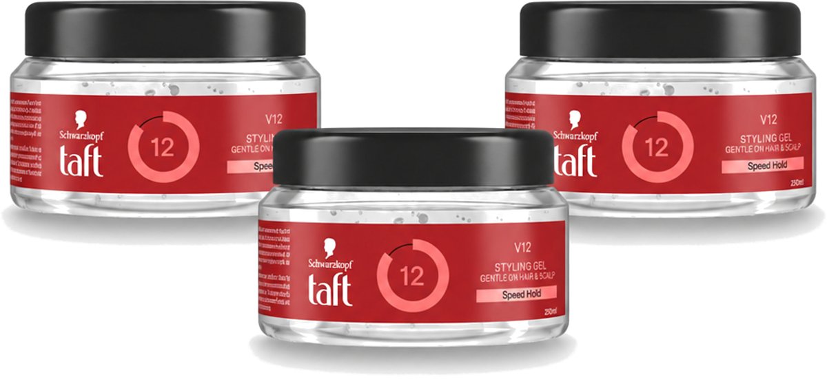 3 x Taft - V12 - Styling Gel - Supersnelle fixatie - 250 ml - Voordeelverpakking - 3 stuks
