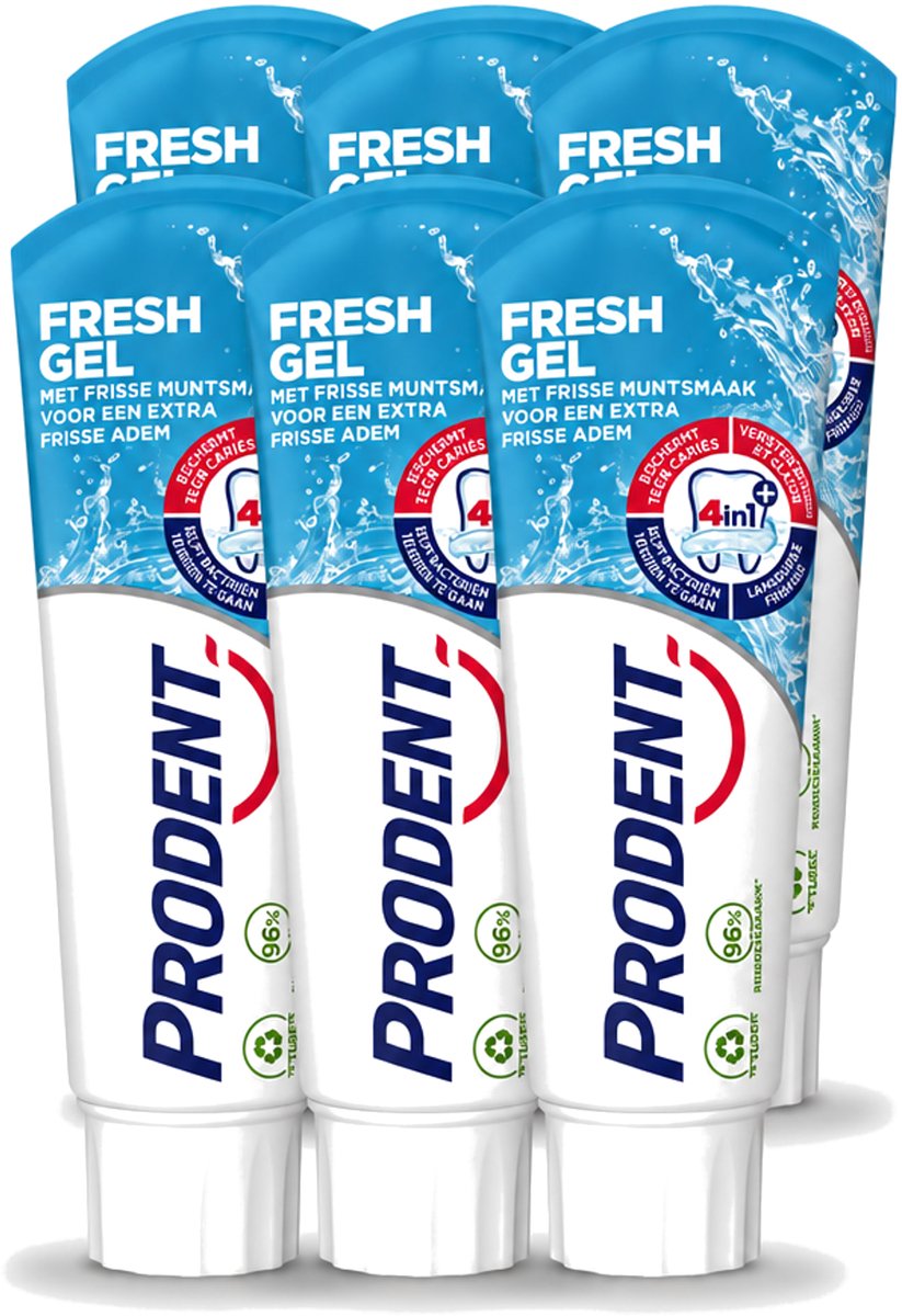 6 x Prodent – Tandpasta – Fresh Gel – 75 ml - Voordeelverpakking - 6 stuks