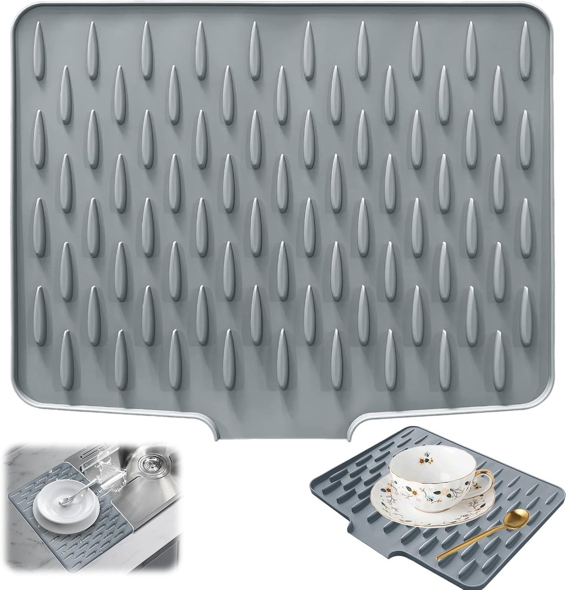 Praktische Siliconen Afvoermat, 40 x 32.5 cm, Antislip, Lekvrij, Warmtebestendig voor Keukenwerkblad en Meubels