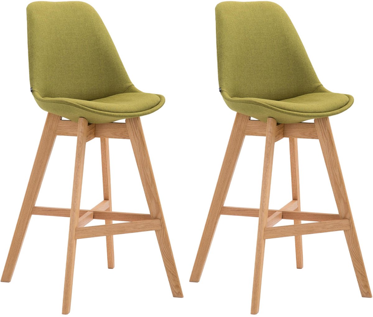 Barkruk - Set van 2 - Zithoogte 76 cm - Stof - Groen