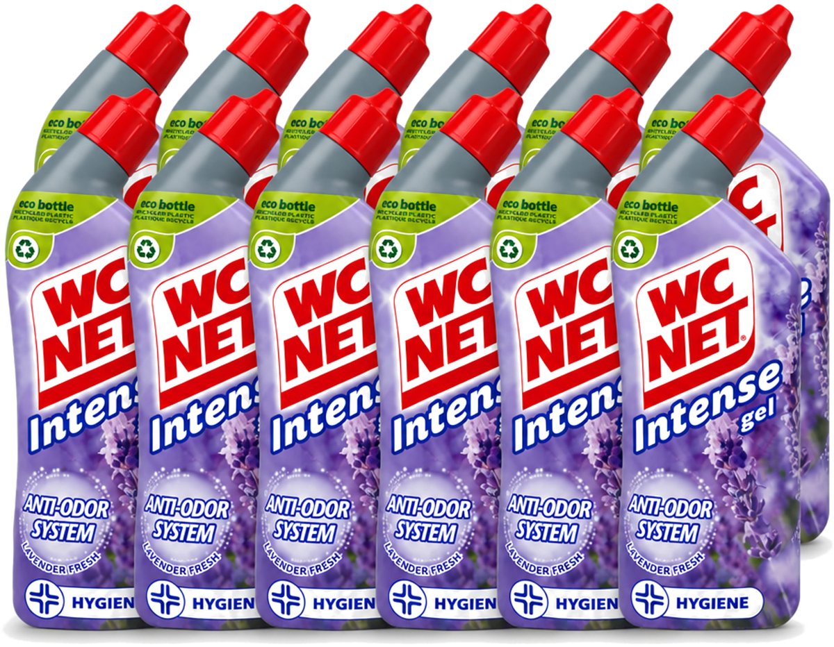 12 x WC Net - Toiletreiniger - Gel - Lavendel - Gerecycled Materiaal - 750 ml - Voordeelverpakking - 12 stuks