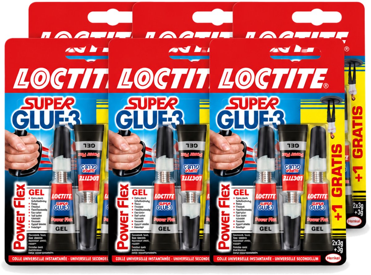 6 x Loctite - Secondelijm - Power Flex - 3 Lijmtubes - Voordeelverpakking - 6 stuks