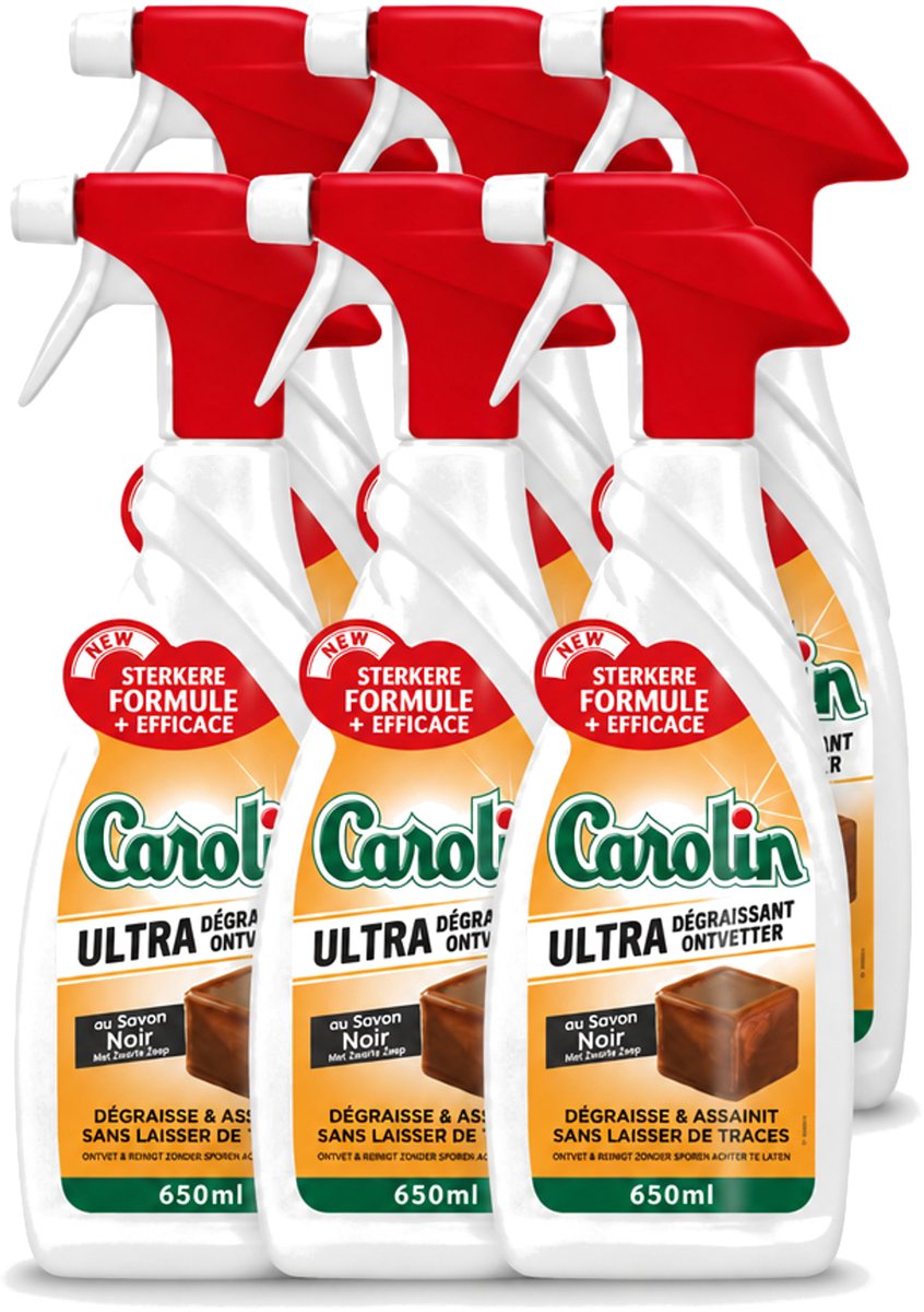 6 x Carolin - Savon Noir - Allesreiniger - Spray - 650 ml - Voordeelverpakking - 6 stuks