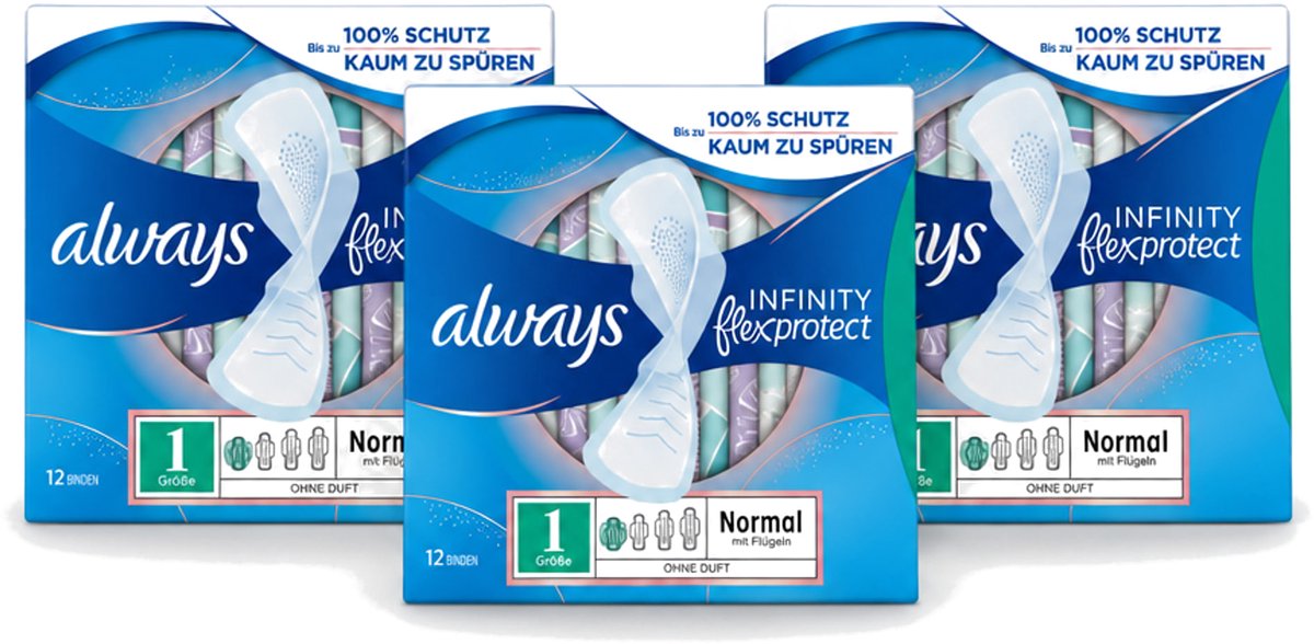 3 x Always – Maandverband – Infinity Normal - 12 Maandverbanden - Voordeelverpakking - 3 stuks