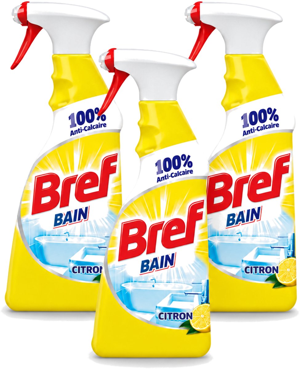 3 x Bref - Badkamerreiniger - Spray - Anti-Kalk - Citroen - 750 ml - Voordeelverpakking - 3 stuks