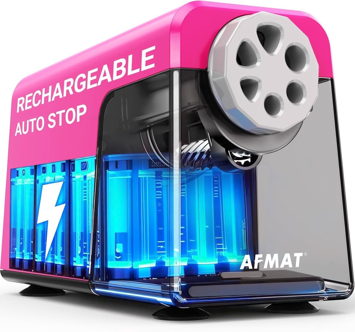 Elektrische Puntenslijper - Roze - Oplaadbaar met 6 Gaten - Voor Potloden van 6-11 mm - Voor Thuis en School