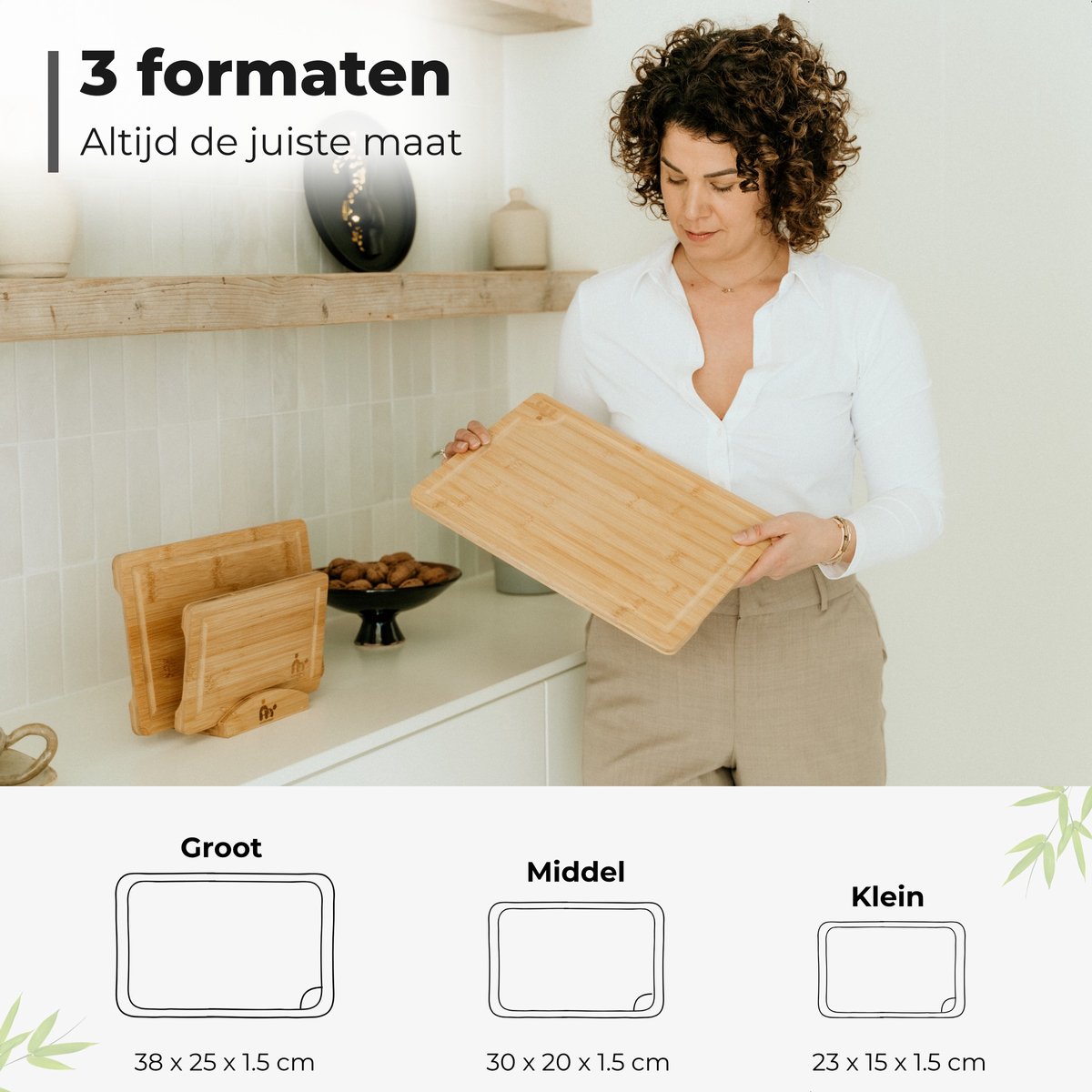 MyCuisine Bamboe Snijplanken Met Sapgeul - Snijplankenset met houder van hout - 100% Bamboe - Inclusief E-Kookboek - 3 Planken — cadeau in Kookcadeaus - foto 3