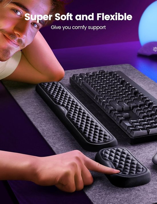 Geheugenfoam Polssteun Set voor Comfortabel Typen, Roze en Crème-Wit, Ergonomisch Ontwerp — afbeelding 5