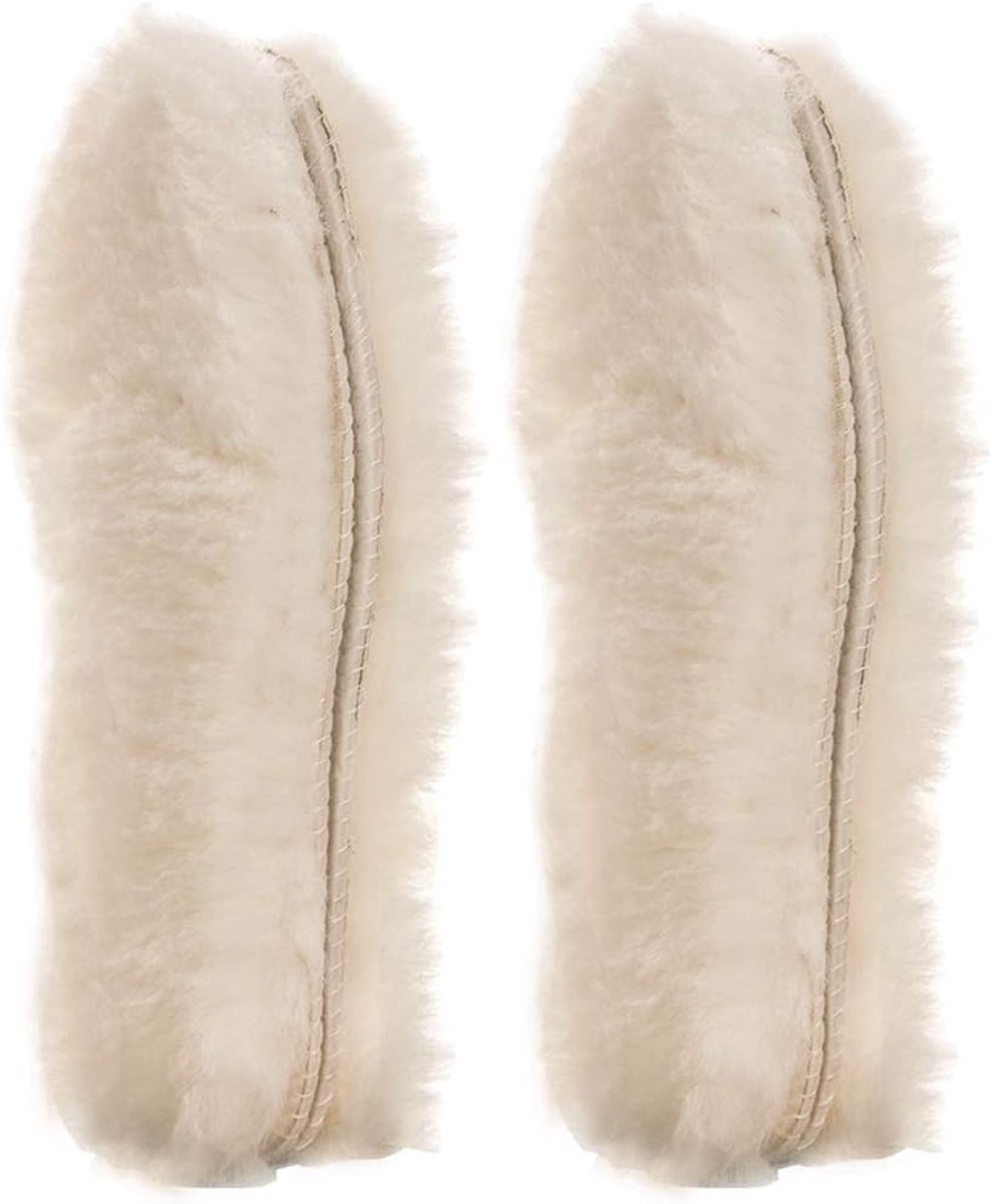 Luxe Schapenwollen Inlegzolen voor Comfort en Warmte in Schoenen - Ideaal voor Platte Schoenen, Beige, Maat 37 EU, Duurzaam en Fluffy