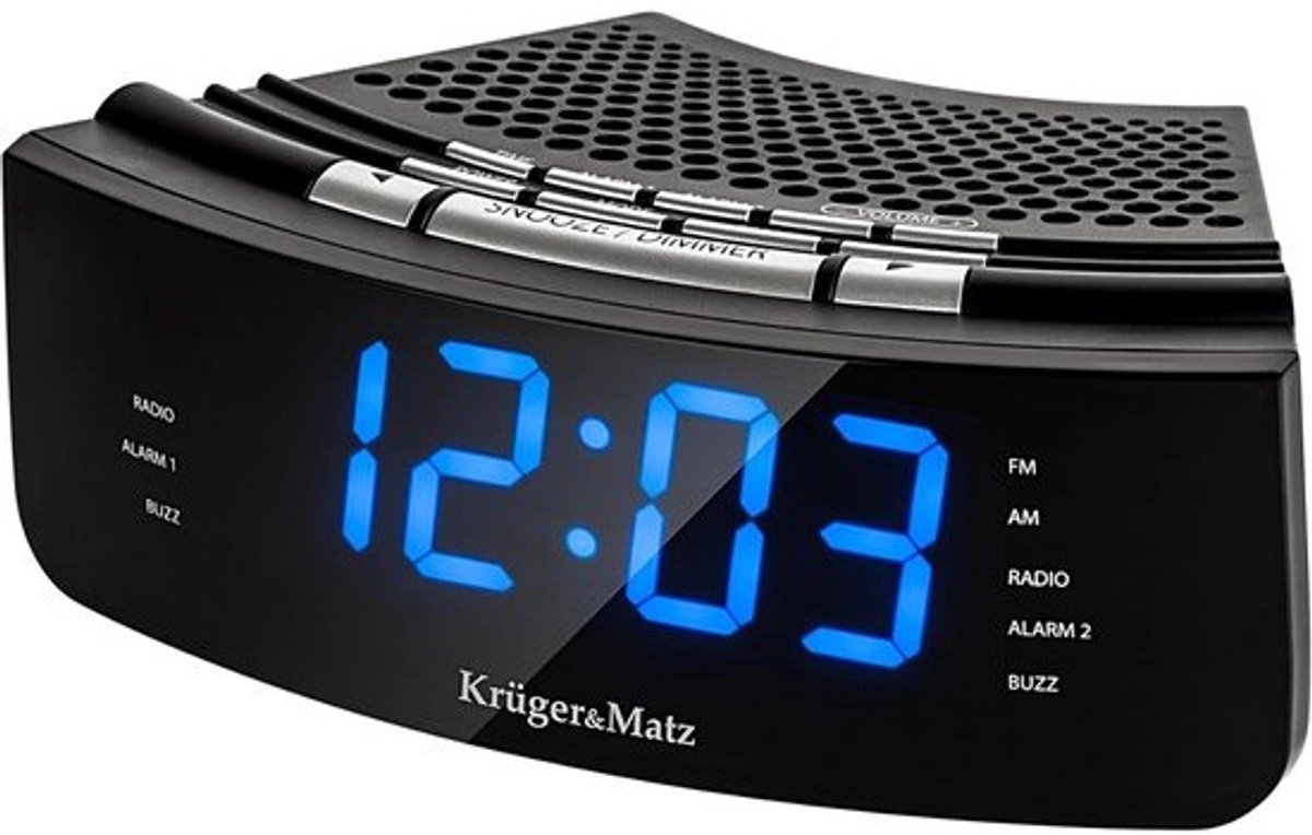 Wekkerradio - Digitale klok - Wakker worden - Instelbare helderheid - 16 x 12 x 5.9 cm - Zwart