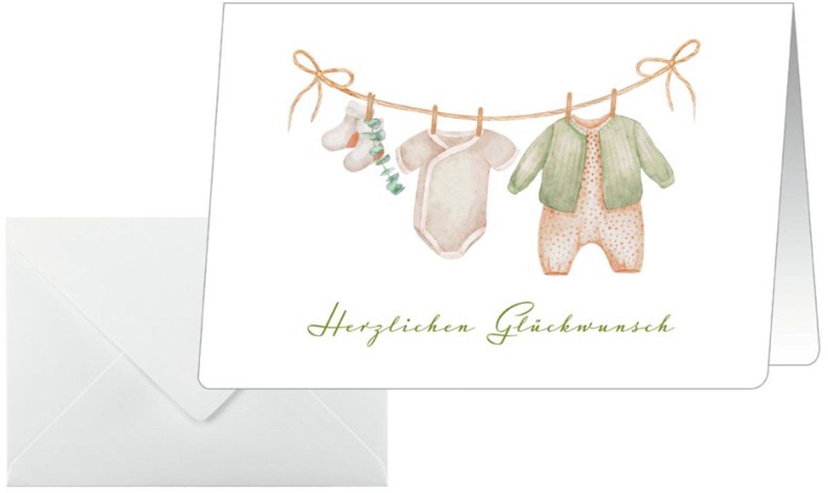 sigel Geboortekaarten-set Baby Clothes, DIN C6, 115 x 170 mm, 10 kaarten + 10 enveloppen