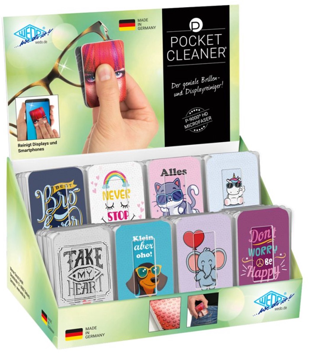 WEDO brillenpoetsdoek PocketCleaner, microvezeldoek, 32 stuks display