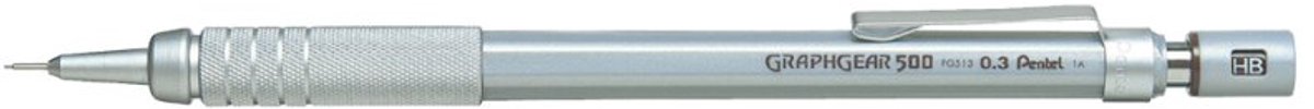 Pentel vulpotlood GRAPHGEAR 500, 0,7 mm, zilver/blauw, met gum