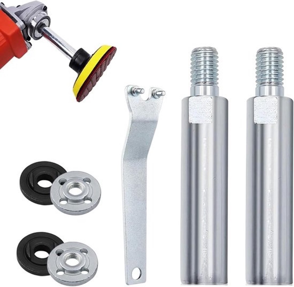 Sleutel voor slijper - Adapterset - Voor ombouw - Voor gebruik met slijpmachine - Universeel verstelbaar - Metalen stang