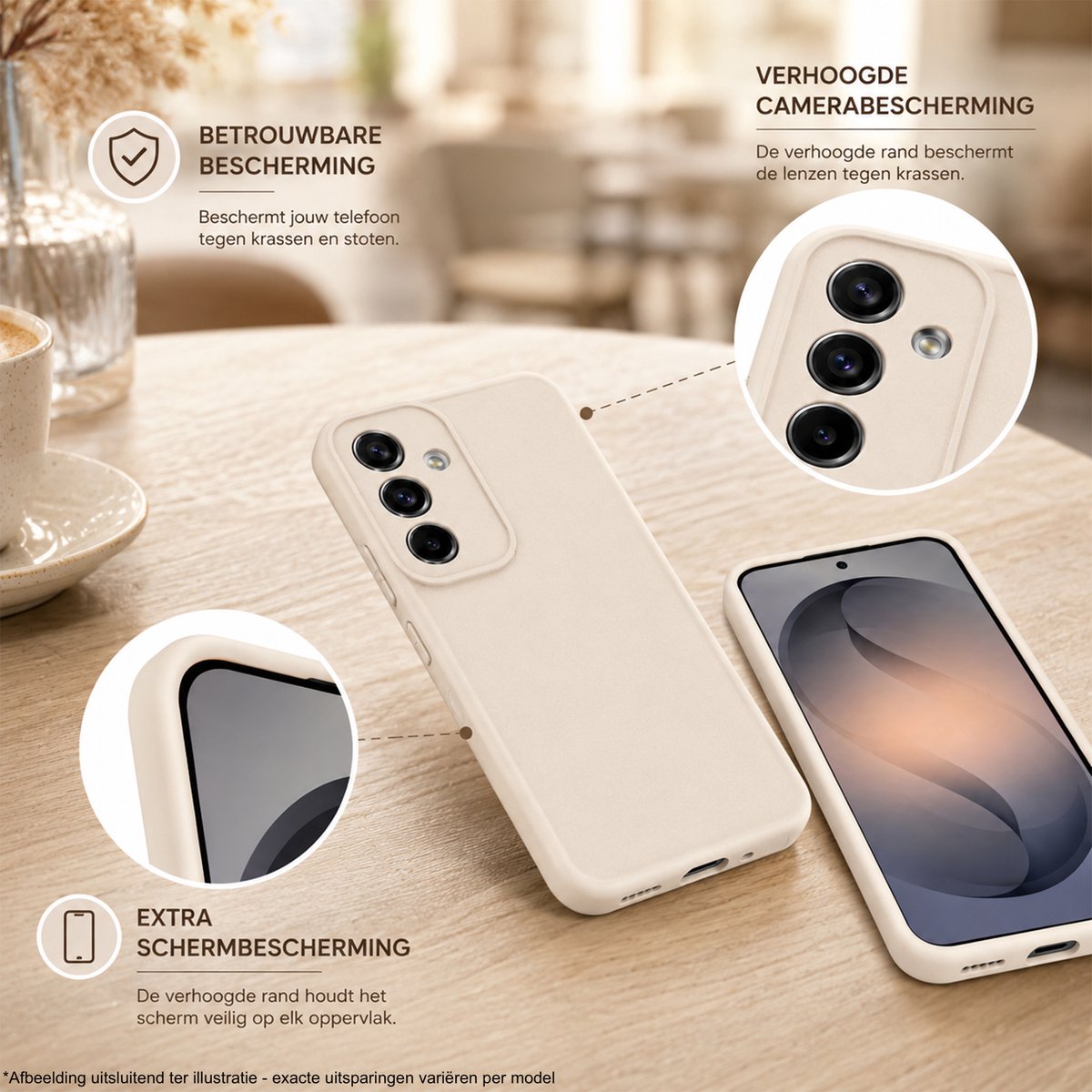 Geschikt voor Samsung Galaxy S26 FE Hoesje - Siliconen Matte Back Cover - Creme