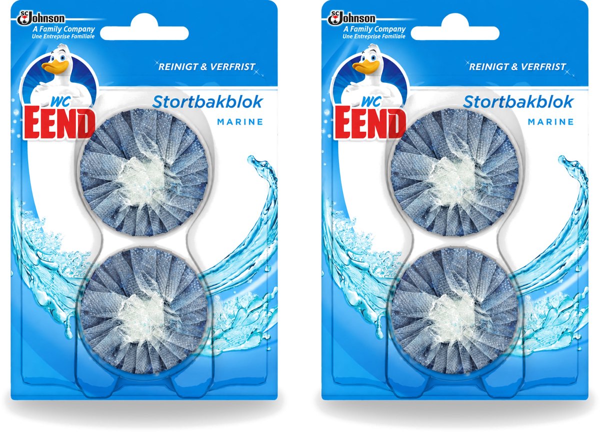 2 x WC Eend - Duo Stortbakblok - Reinigt & Verfrist bij Elke Spoeling - 2 Blokken - Voordeelverpakking - 2 stuks