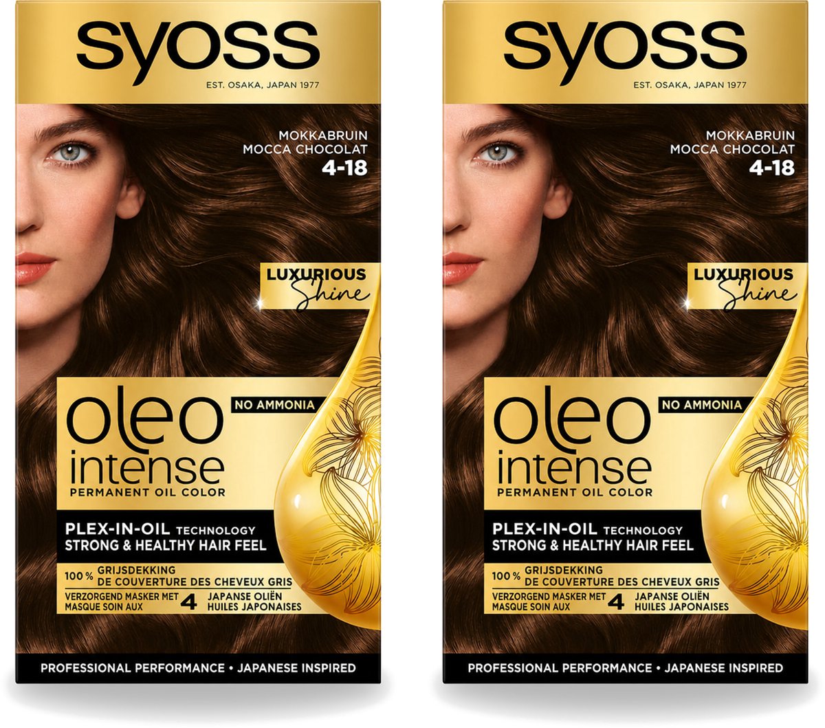 2 x SYOSS - Oleo Intense 4-18 - Haarverf - Permanente Haarkleuring - Mokkabruin - Langdurige Kleur - Voordeelverpakking - 2 stuks