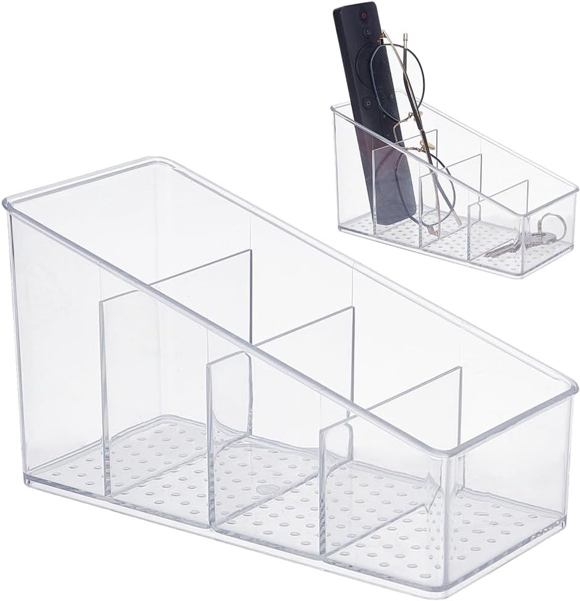 Afstandsbediening houder 4 compartimenten - acryl - compact ontwerp - ideaal voor bureau-organisatie - ShopVlot