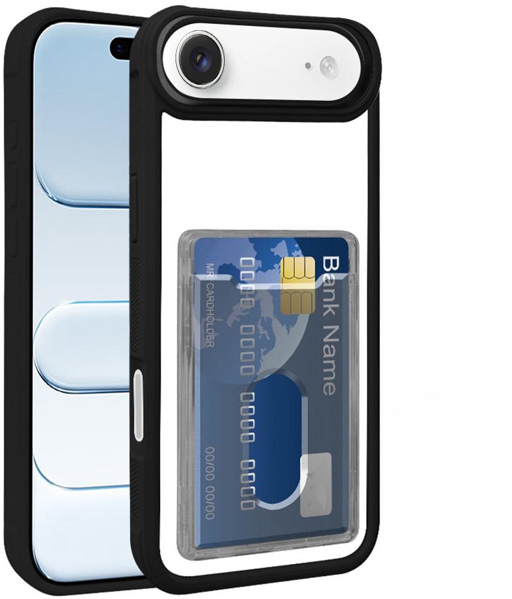 Hoesje met Pasjeshouder voor de iPhone Air - Electroplated Acryl Hybrid TPU - Zwart