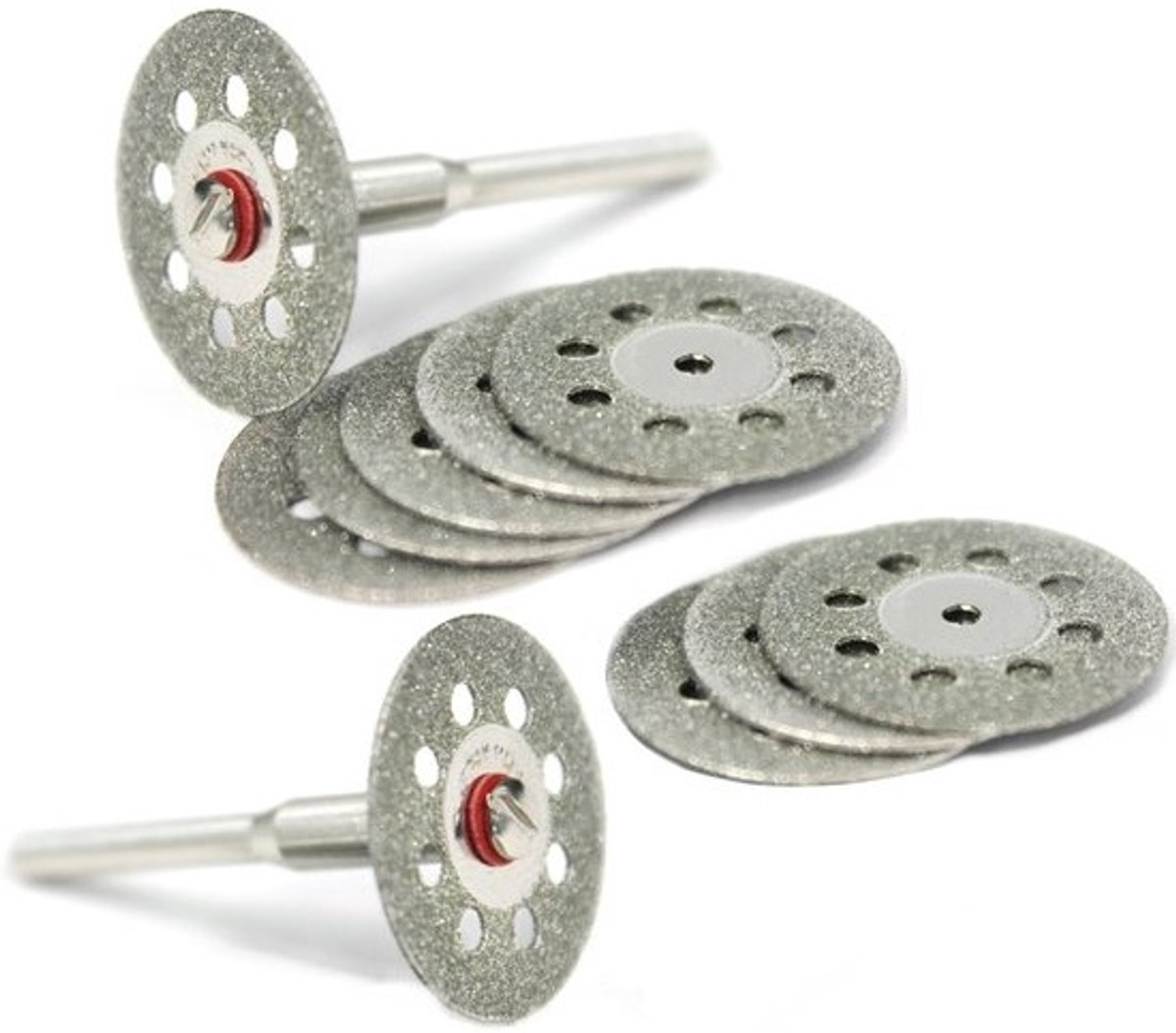 Set diamantslijpschijven - Diamanten metaalzaagbladen - Voor precisieslijpen - 10-delige set - Ø 22-50 mm - Zilver