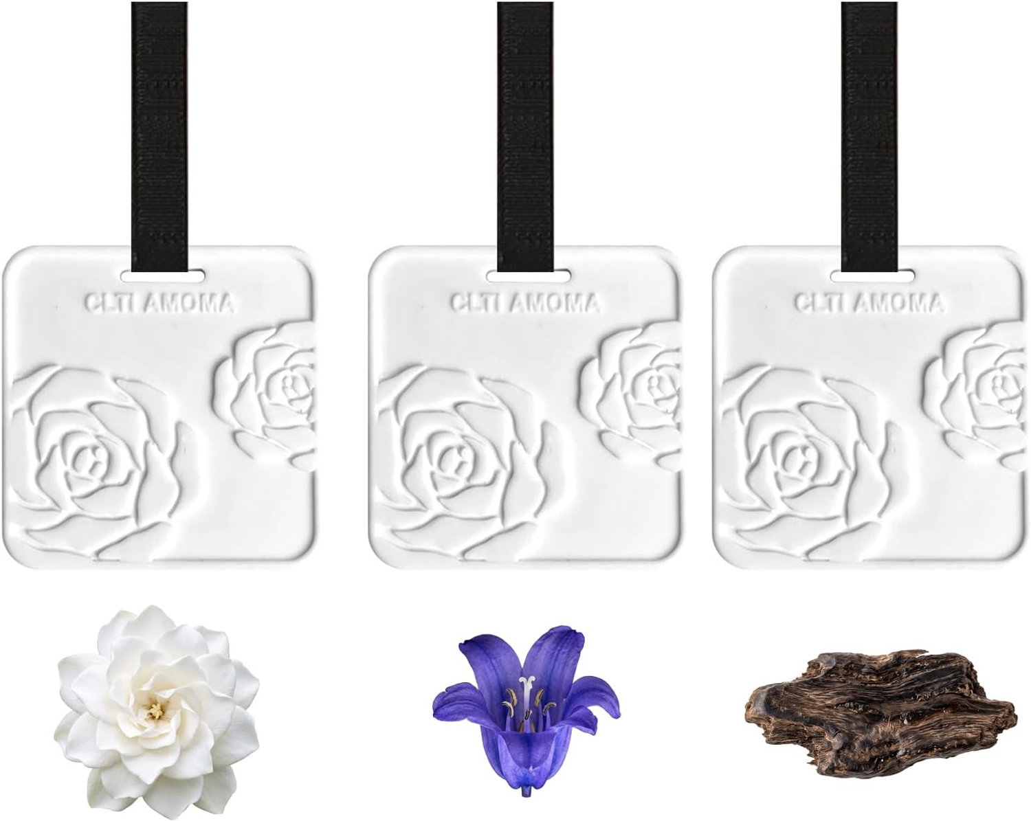 Set van 3 luchtverfrissers - vaste geur - klokkenbloem, gardenia en oud - langdurige geur voor kast en kleding - Vemera