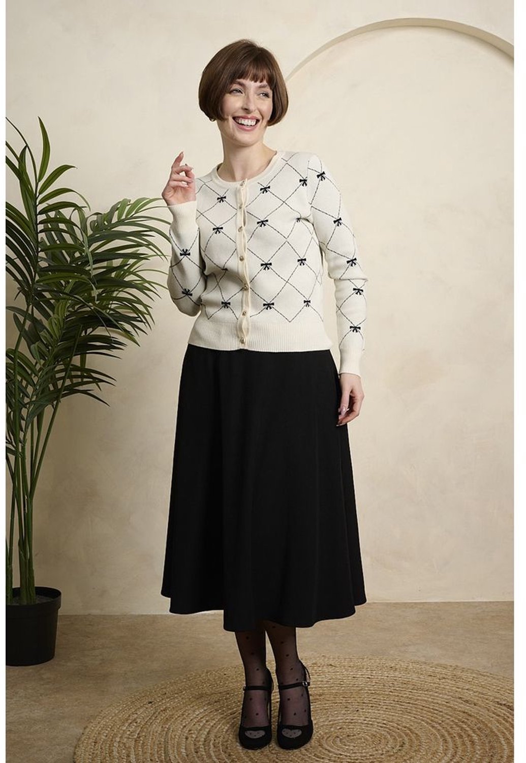 Banned - Betty Bow Cardigan - S - Creme