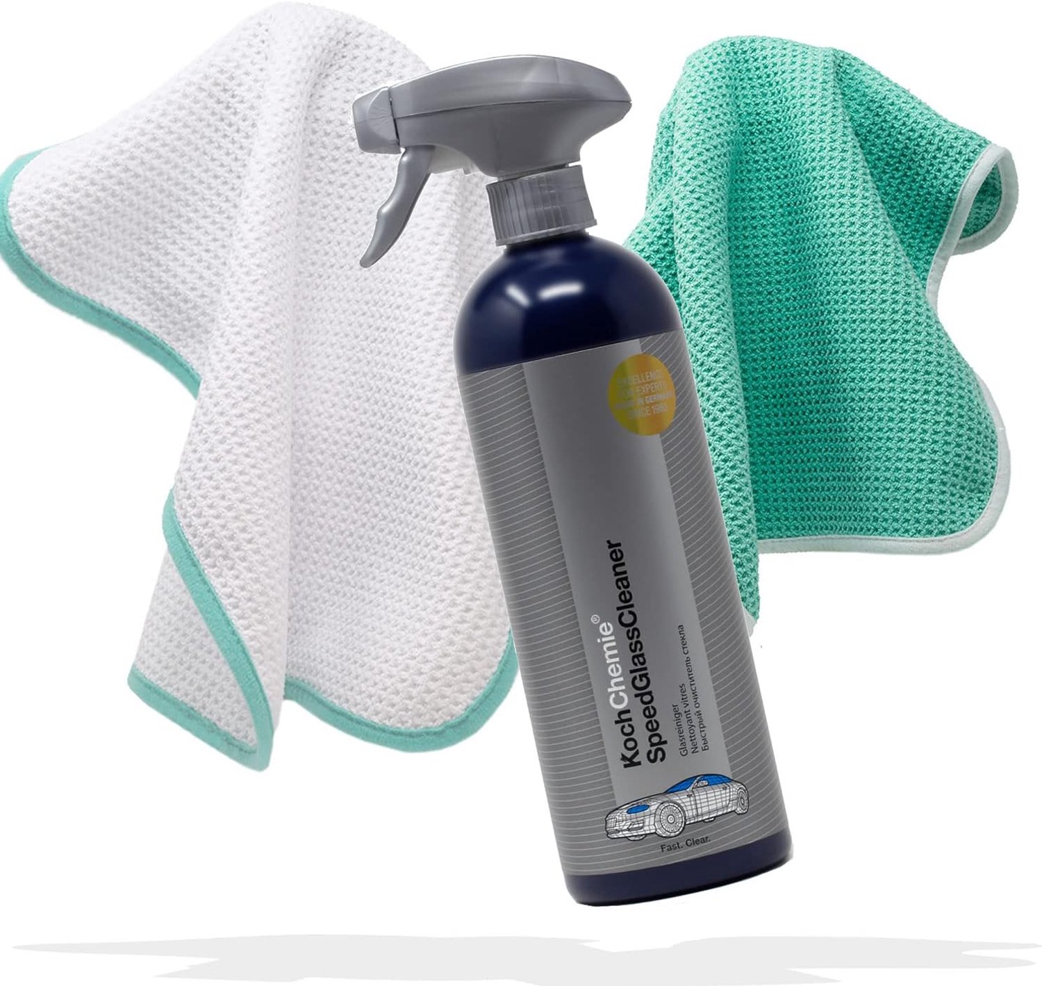 Ruitreinigingsset - 750 ml - met microvezeldoeken - voor streeploze ramen - Homevero