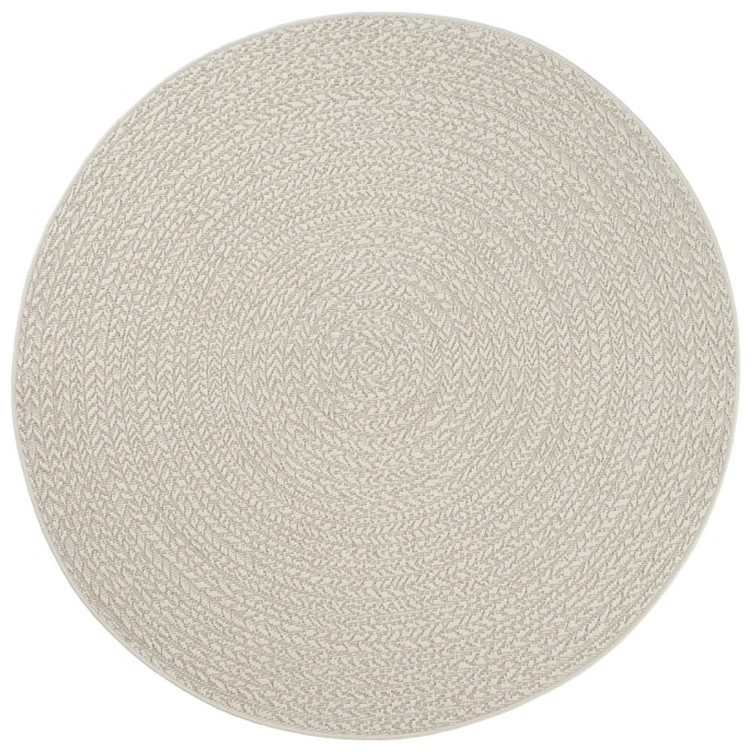 TapisTrend Designer tapijt Crème 160 cm rond Modern vloerkleed Jute gevlochten effect en concentrisch ovaal patroon voor woonkamer, slaapkamer en eetkamer